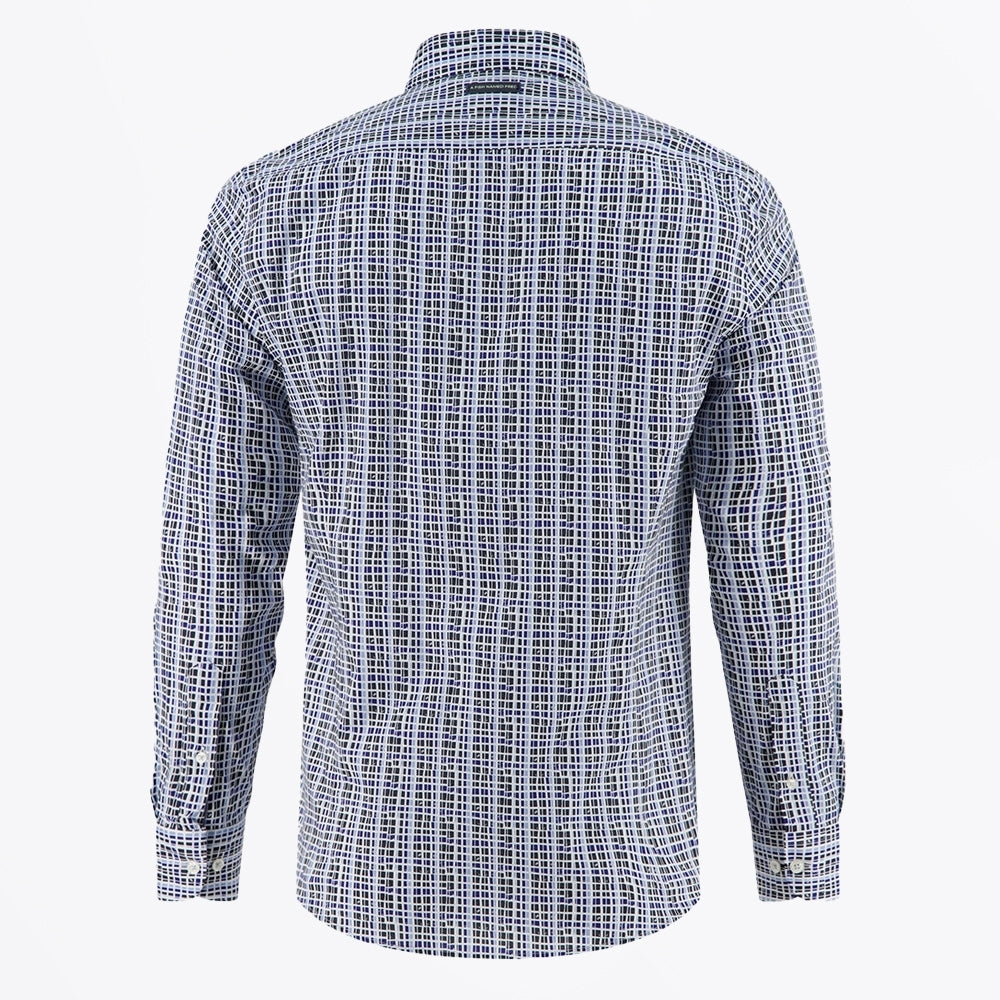 - Uneven Check Shirt - Classic Blue