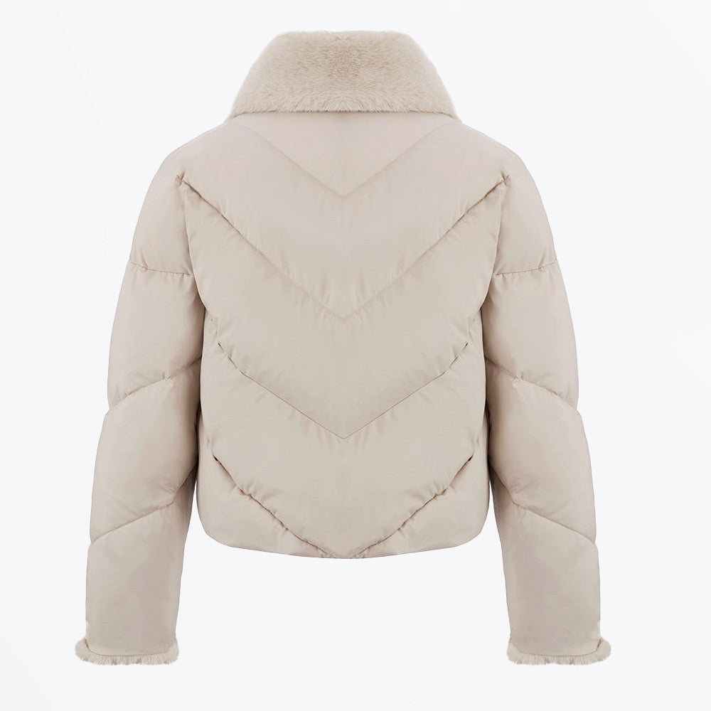 - Short Fur Collar Jacket - Cream