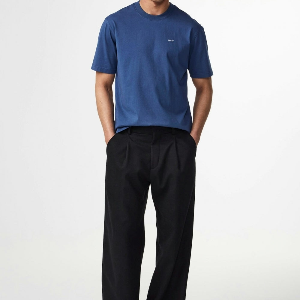 - Adam Casual Logo Pima Cotton T-Shirt - Denim Blue