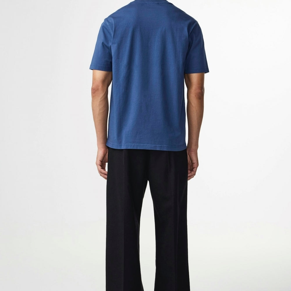 - Adam Casual Logo Pima Cotton T-Shirt - Denim Blue