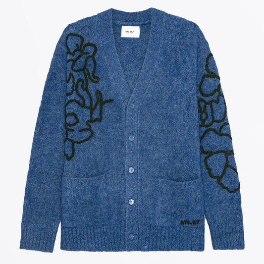 - Kyle Embroidery Cardigan - Denim Blue