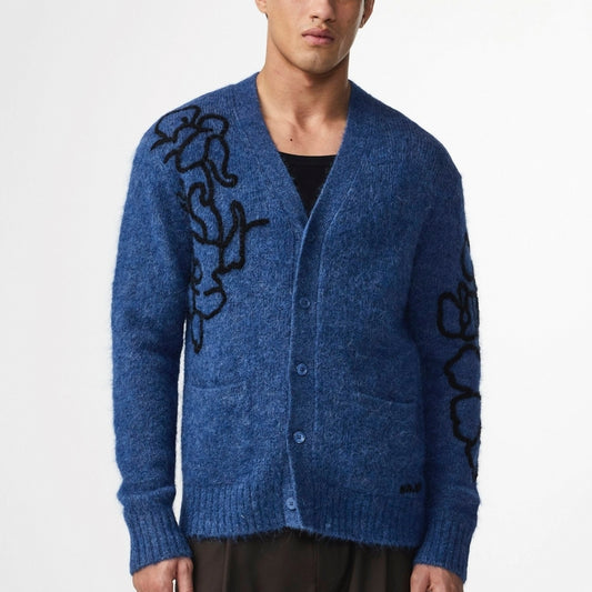 - Kyle Embroidery Cardigan - Denim Blue