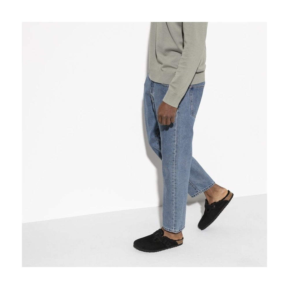 - Boston Shearling Suede Leather Clogs - Black