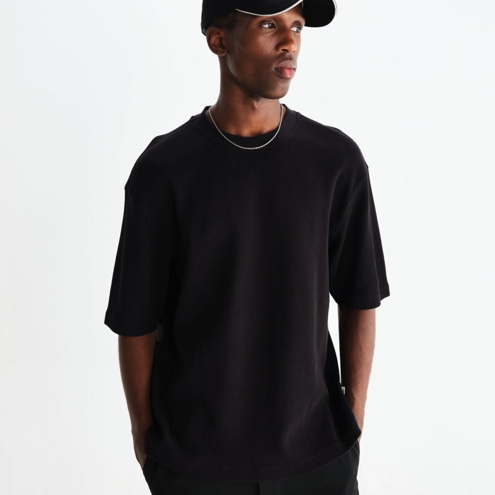 - Milton Organic Cotton Waffle Tee - Black