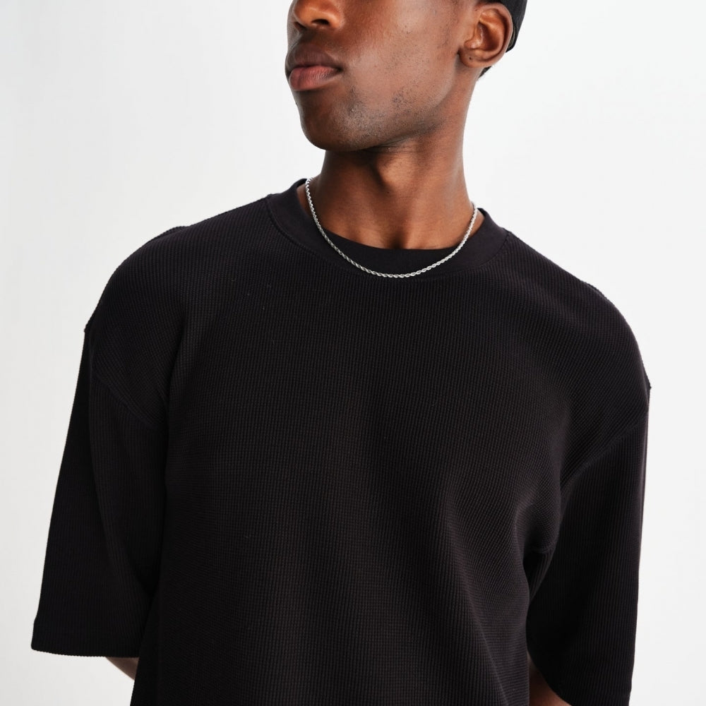 - Milton Organic Cotton Waffle Tee - Black