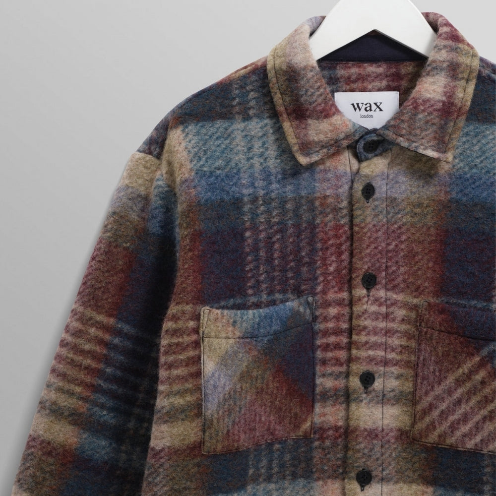 - Whiting Wool Check Overshirt - Blue/Multi