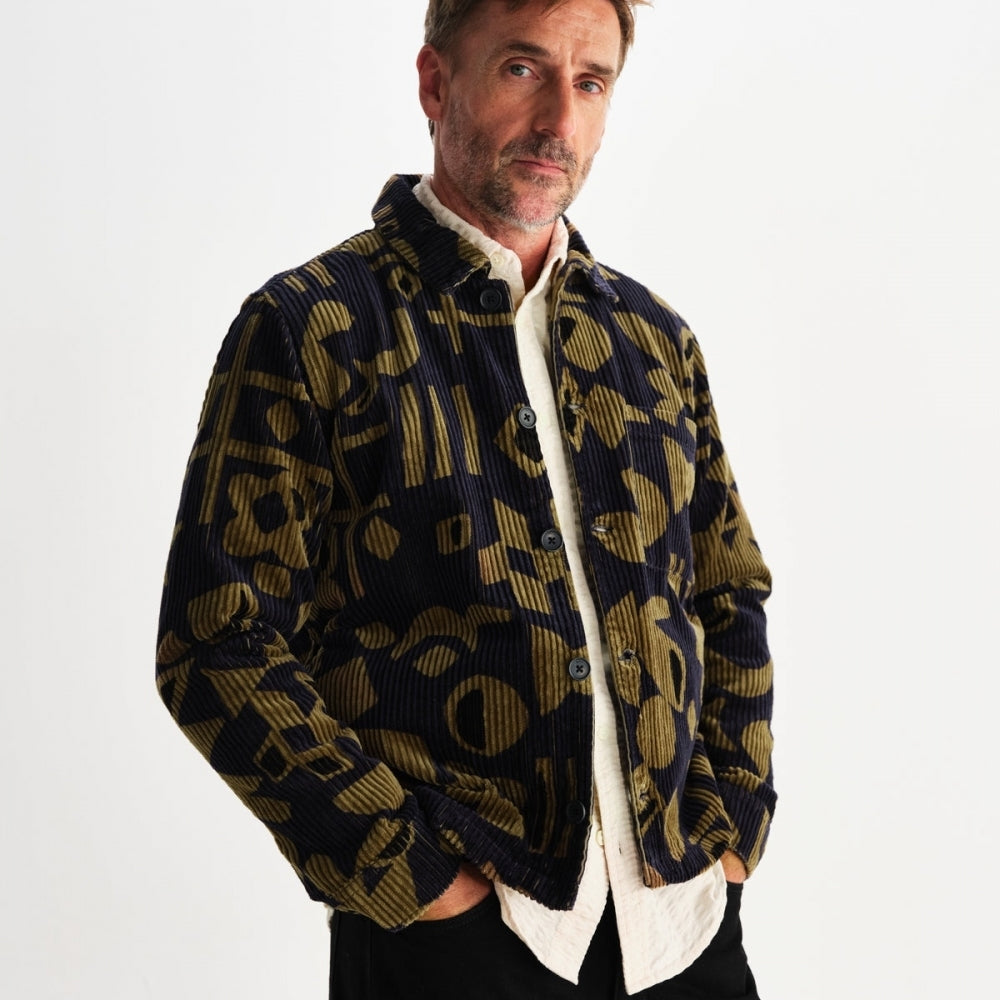 - Rockley Jumbo Corduroy Overshirt - Navy/Khaki