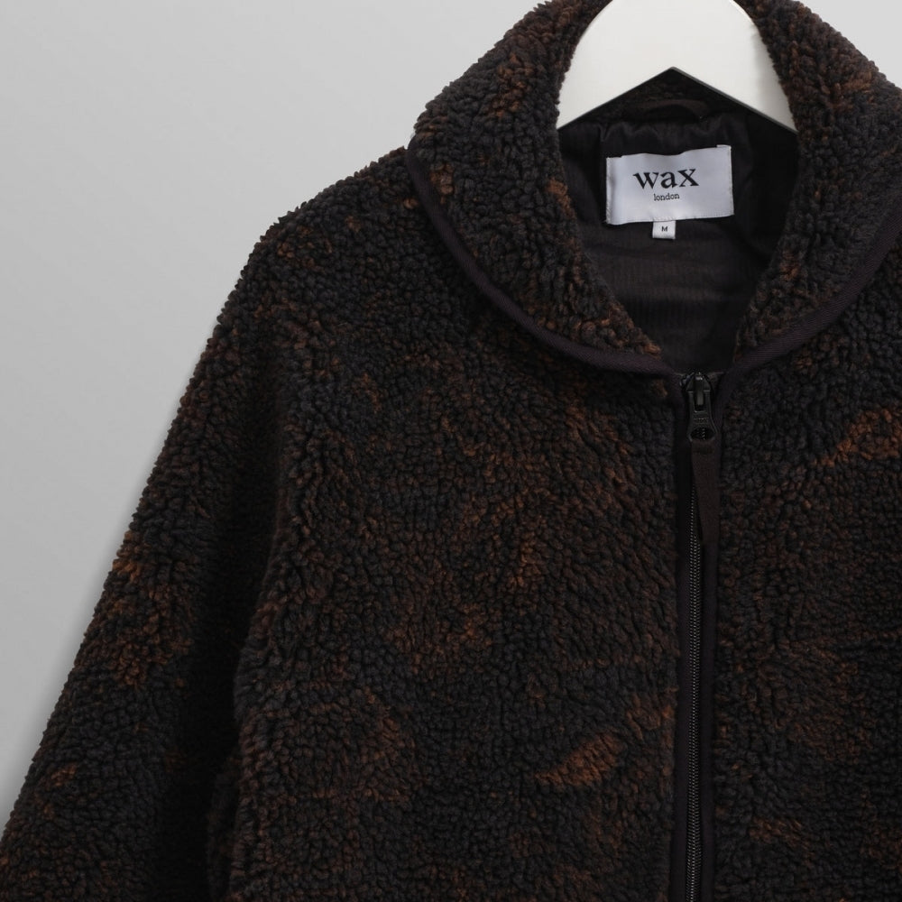 - Tate Paisley Jacquard Fleece Jacket - Black Brown