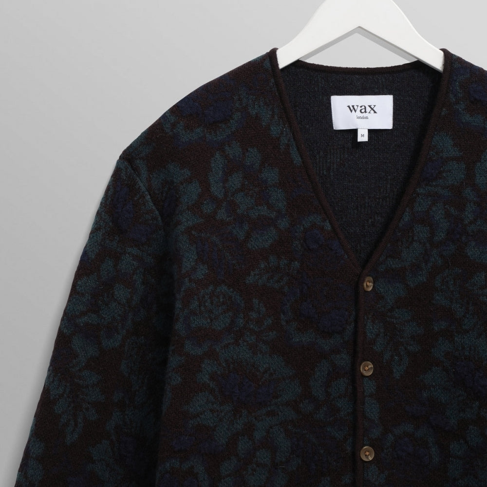 - Alban Floral Textured Jacquard Cardigan - Black And Green