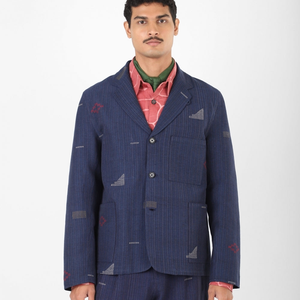 - Somesh 3 Buttoned Lined Blazer - Indigo
