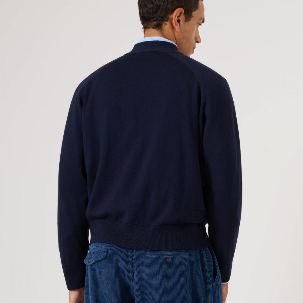 - Loose Merino Cardigan - Navy