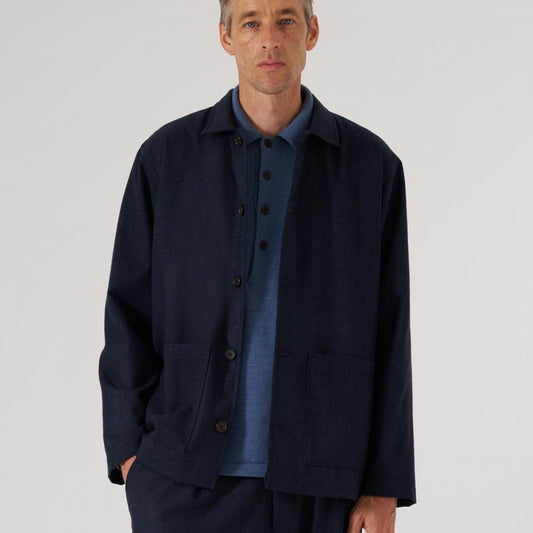 - Brushed Bari Easy Overshirt - Navy