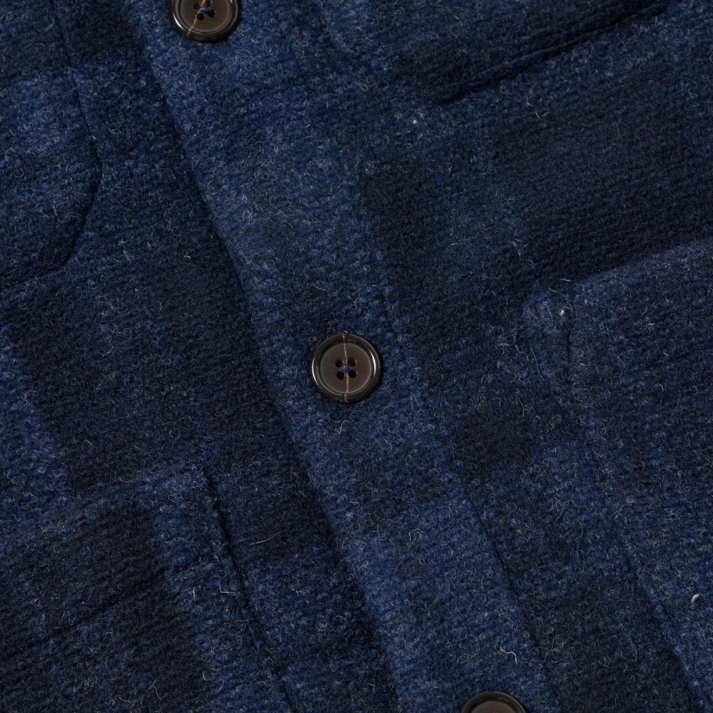 - Moh Check Fleece Cardigan - Navy