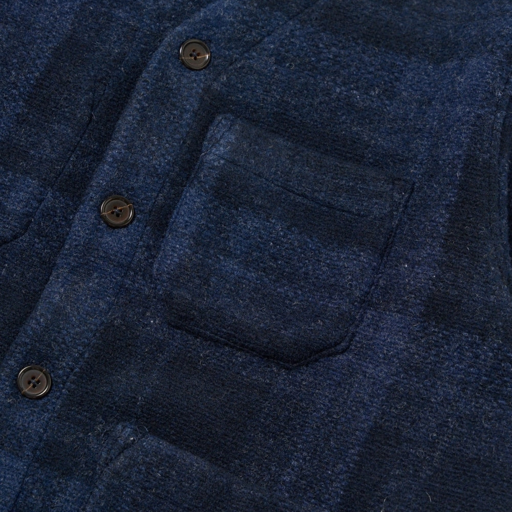- Moh Check Fleece Cardigan - Navy