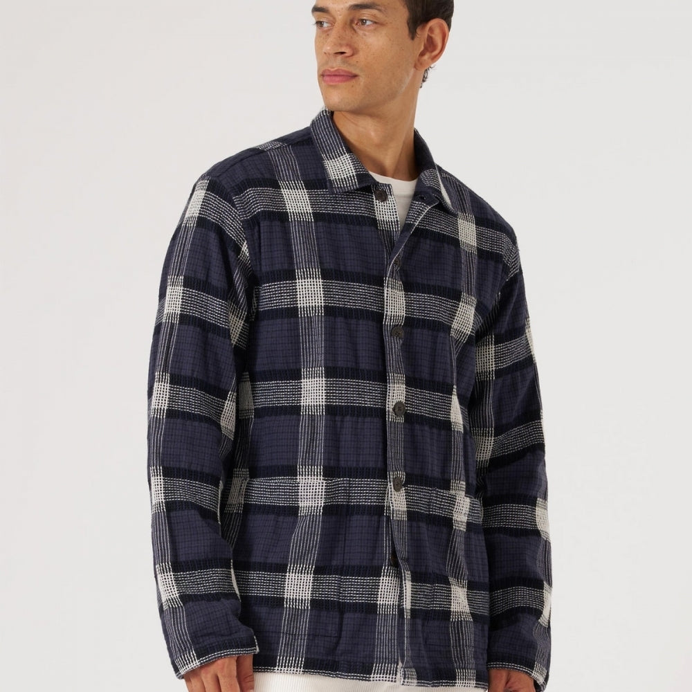 - Polka Check Easy Overshirt - Charcoal