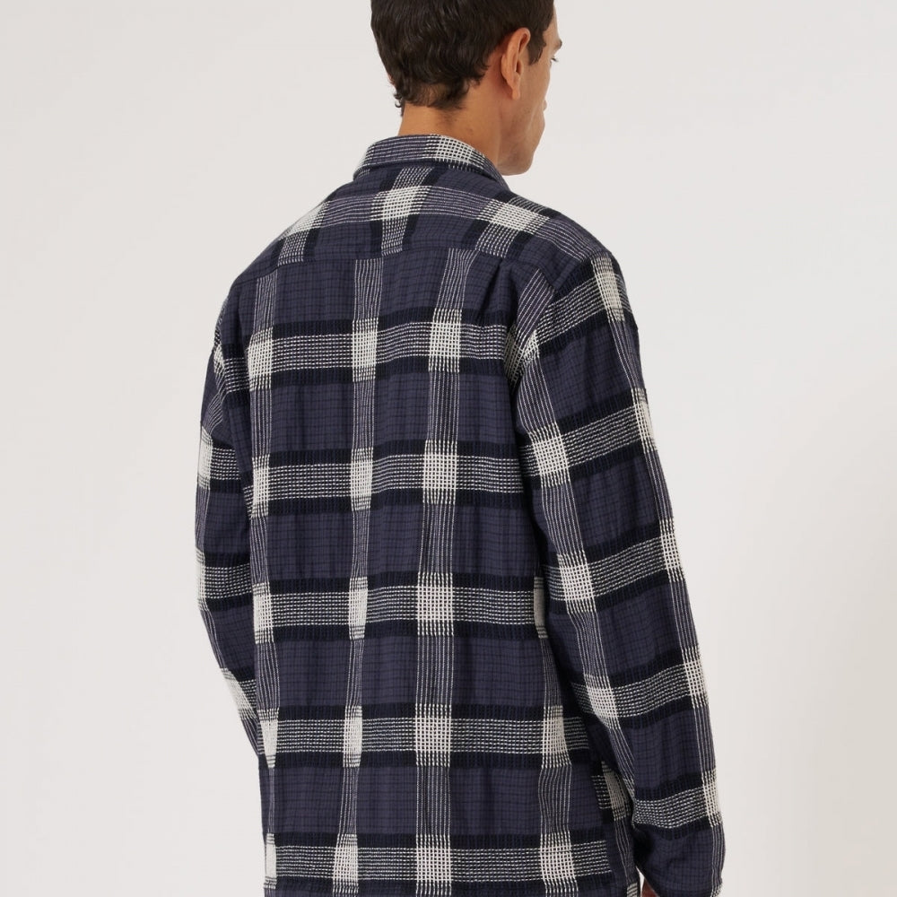 - Polka Check Easy Overshirt - Charcoal