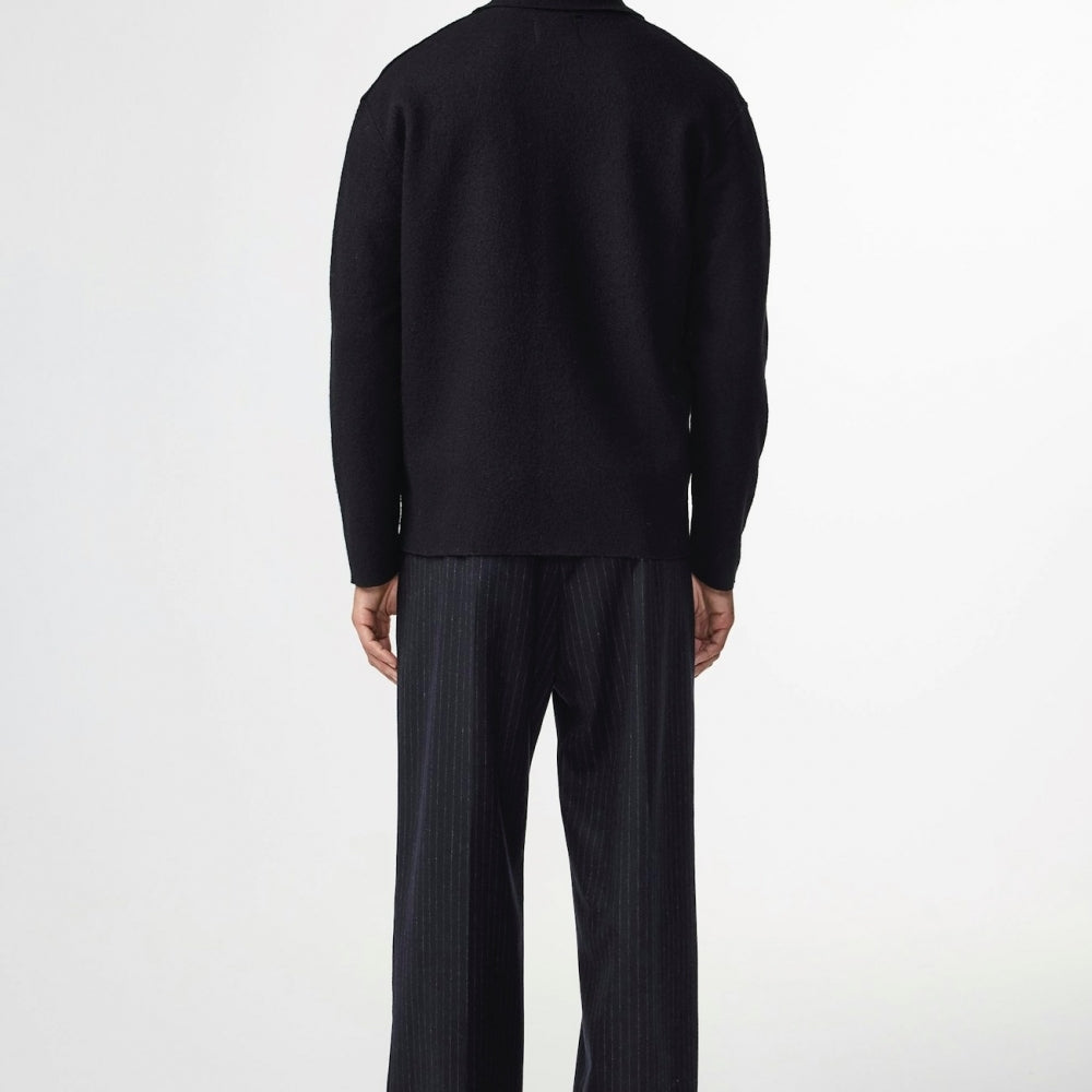 - Jonas Boiled Wool Overshirt - Black