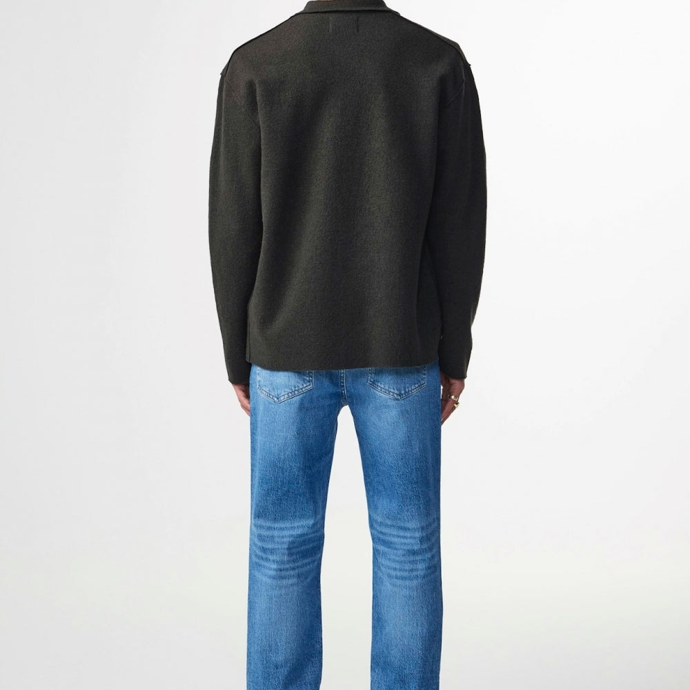 - Jonas Boiled Wool Overshirt - Dark Army