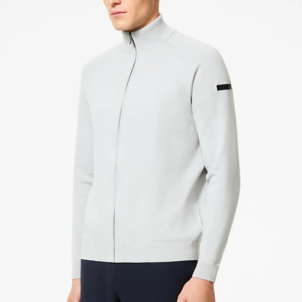 - Amos Cotton Full Zip Knit - Light Grey