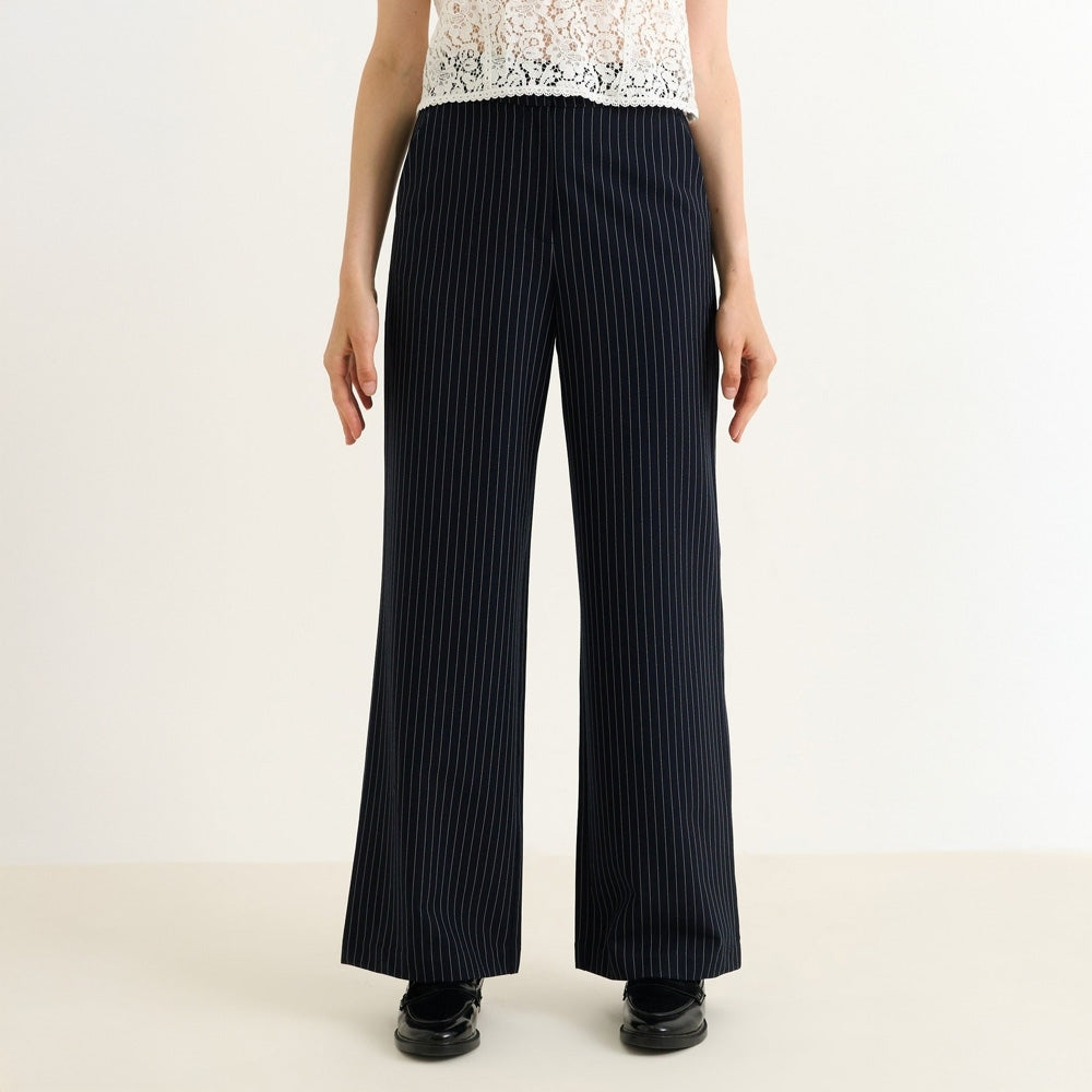 - Tilde Pinstripe Trousers - Navy
