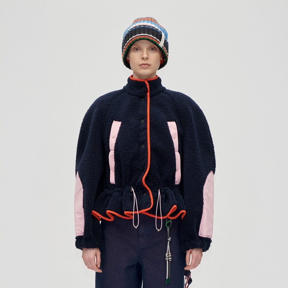 - Dropped Shoulder Gathered Jacket - Black Iris