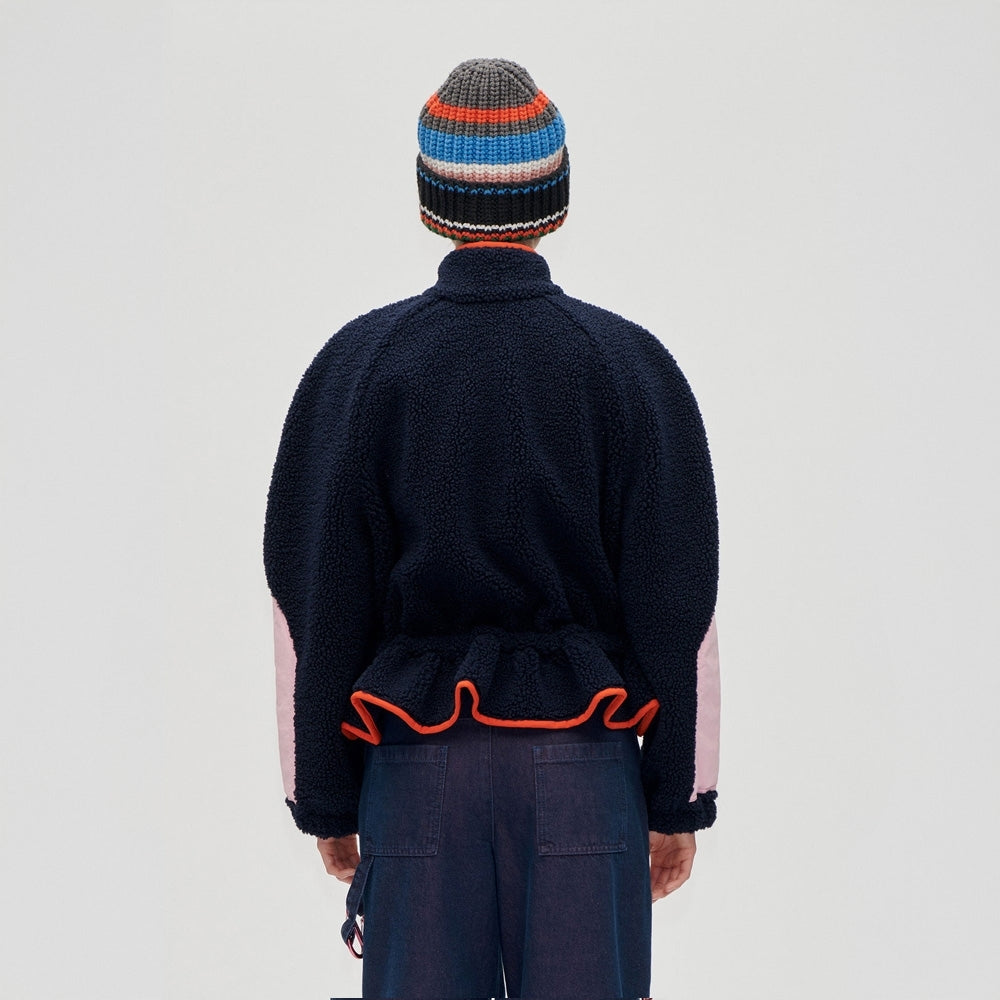 - Dropped Shoulder Gathered Jacket - Black Iris