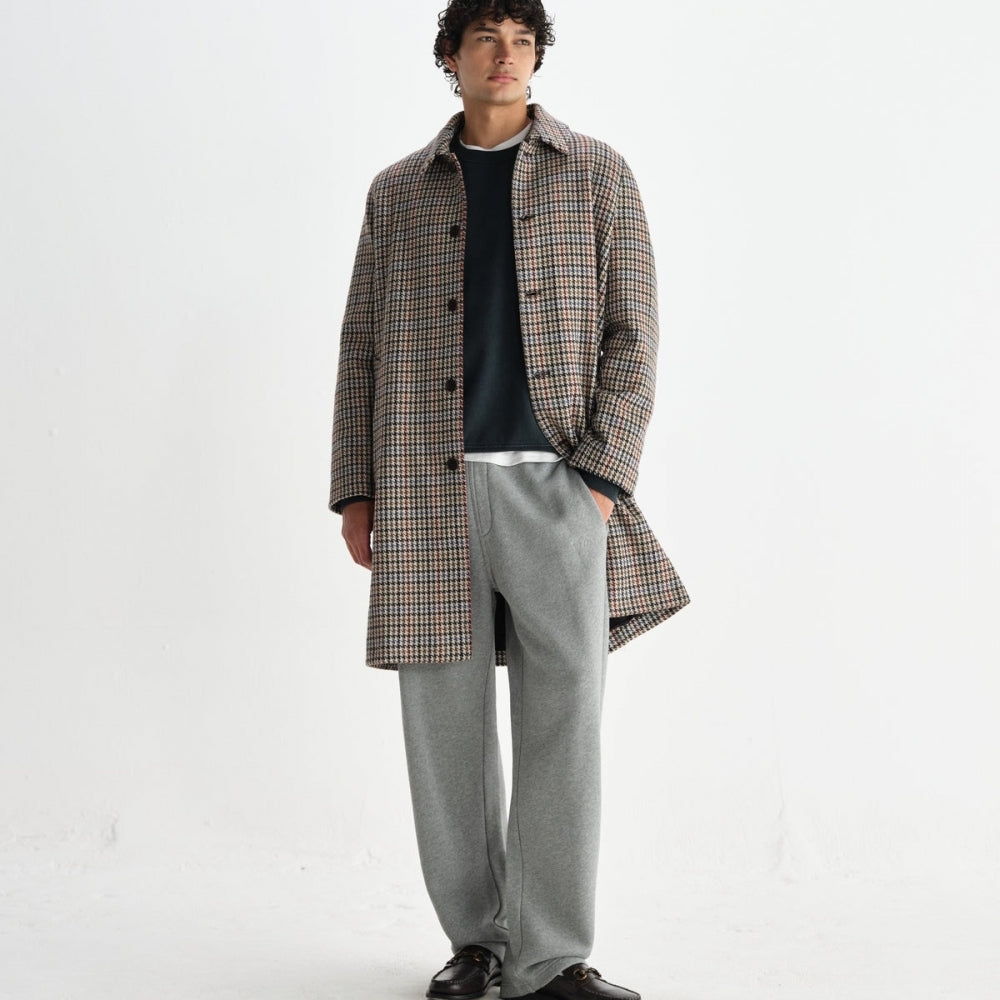- Stan Houndstooth Check Coat - Natural