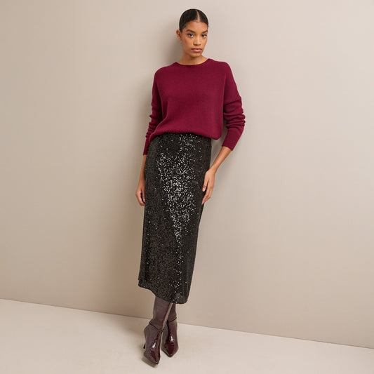 - Scarlett Sequin Maxi Skirt - Black