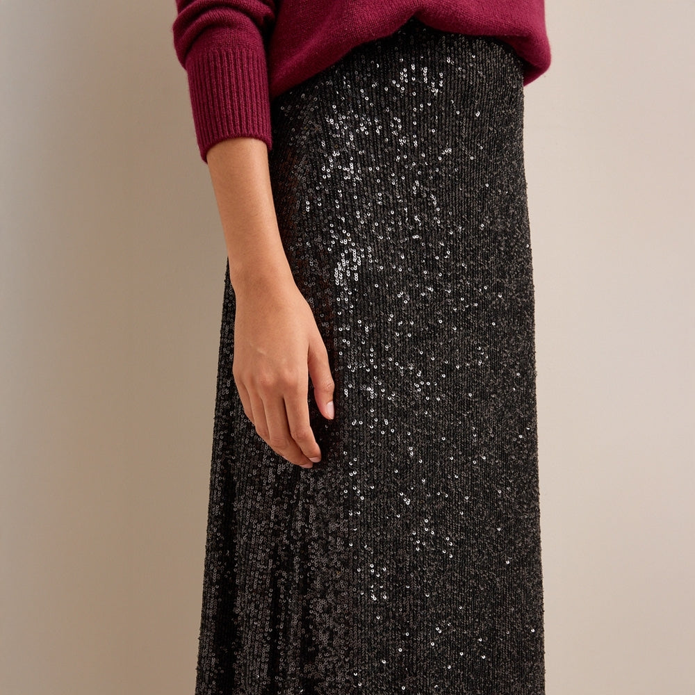 - Scarlett Sequin Maxi Skirt - Black