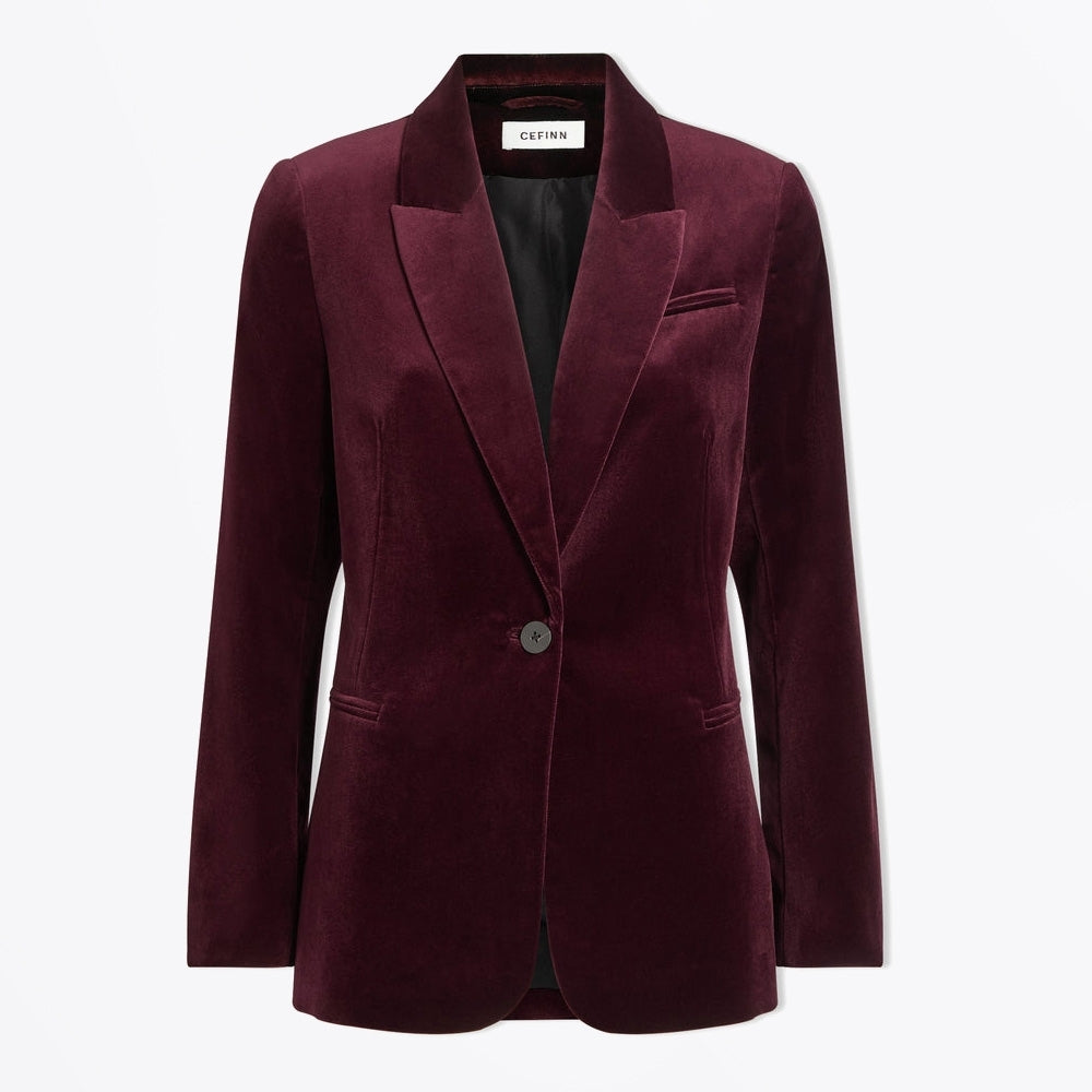 - Jamie Velvet Blazer - Burgundy