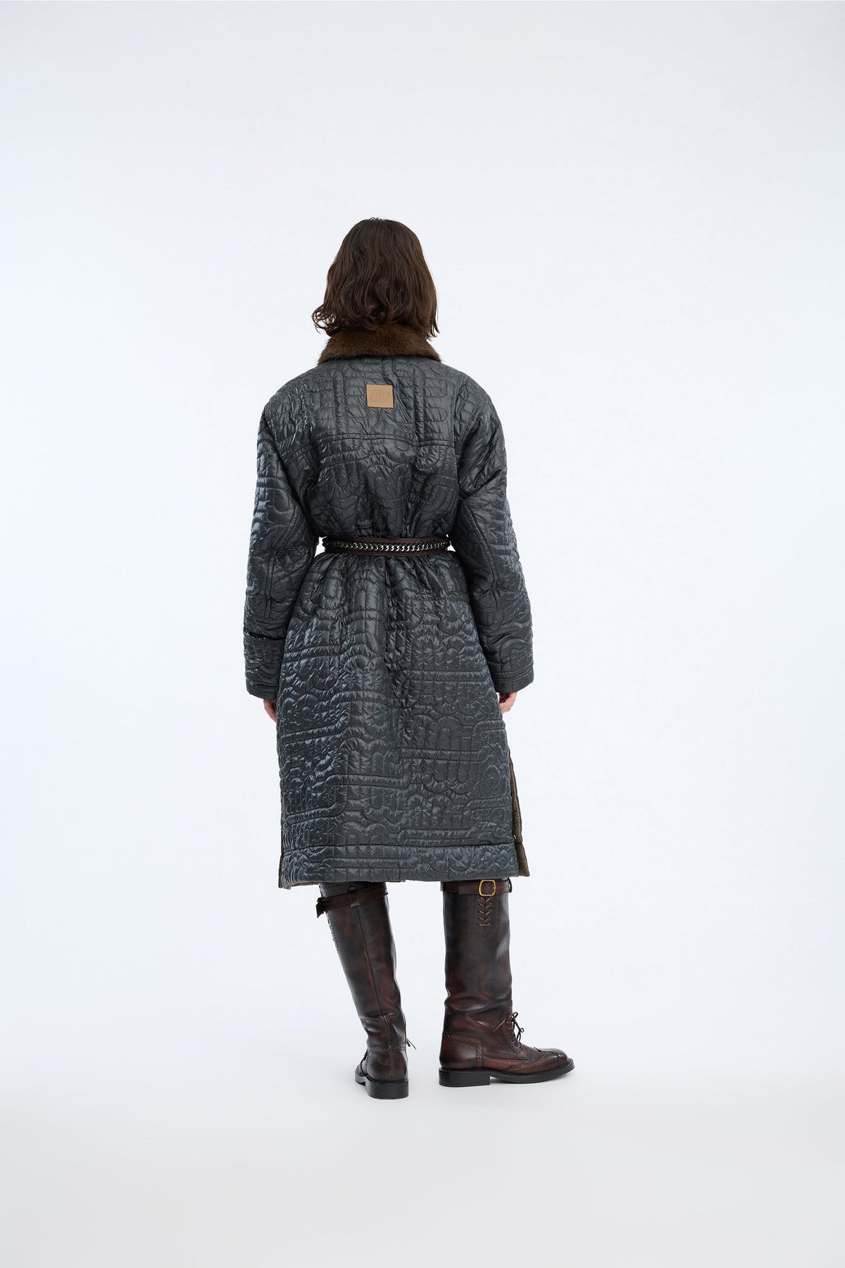 Verger Quilted Coat - Mix Charcoal