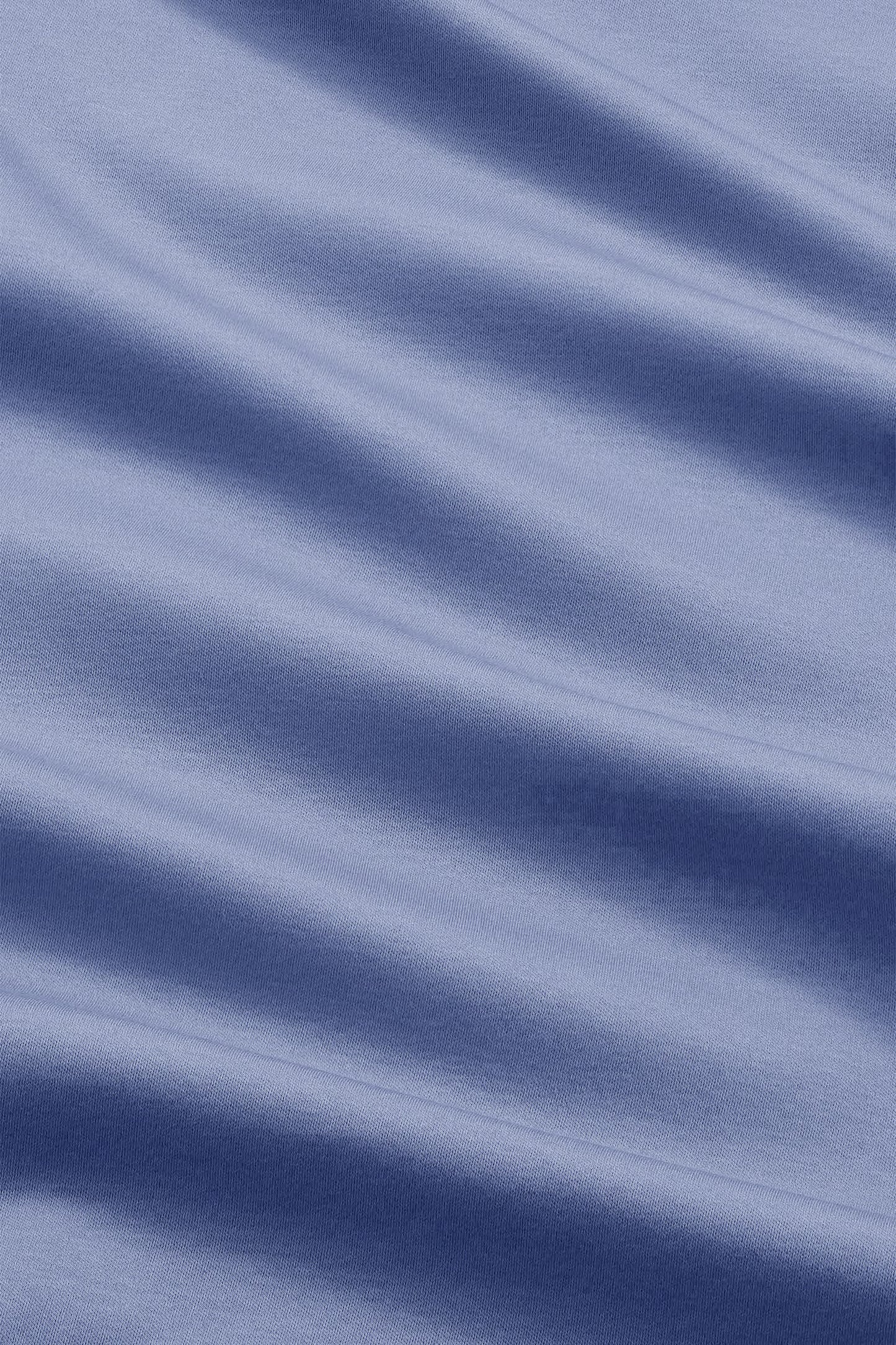 Paul Open Collar Organic Cotton Polo - Stone Blue