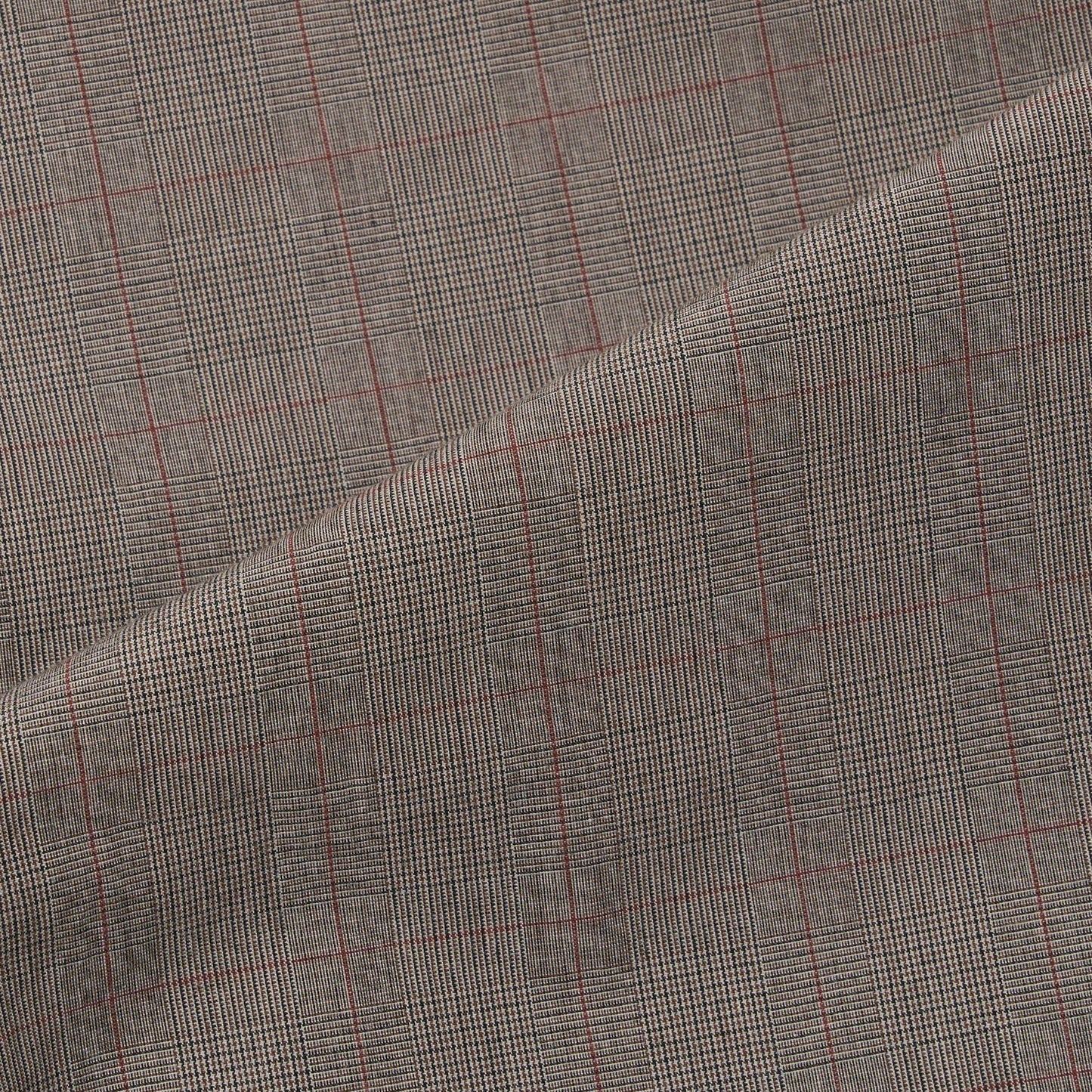 Wales Glen Check Pleated Track Pant - Grey Brown