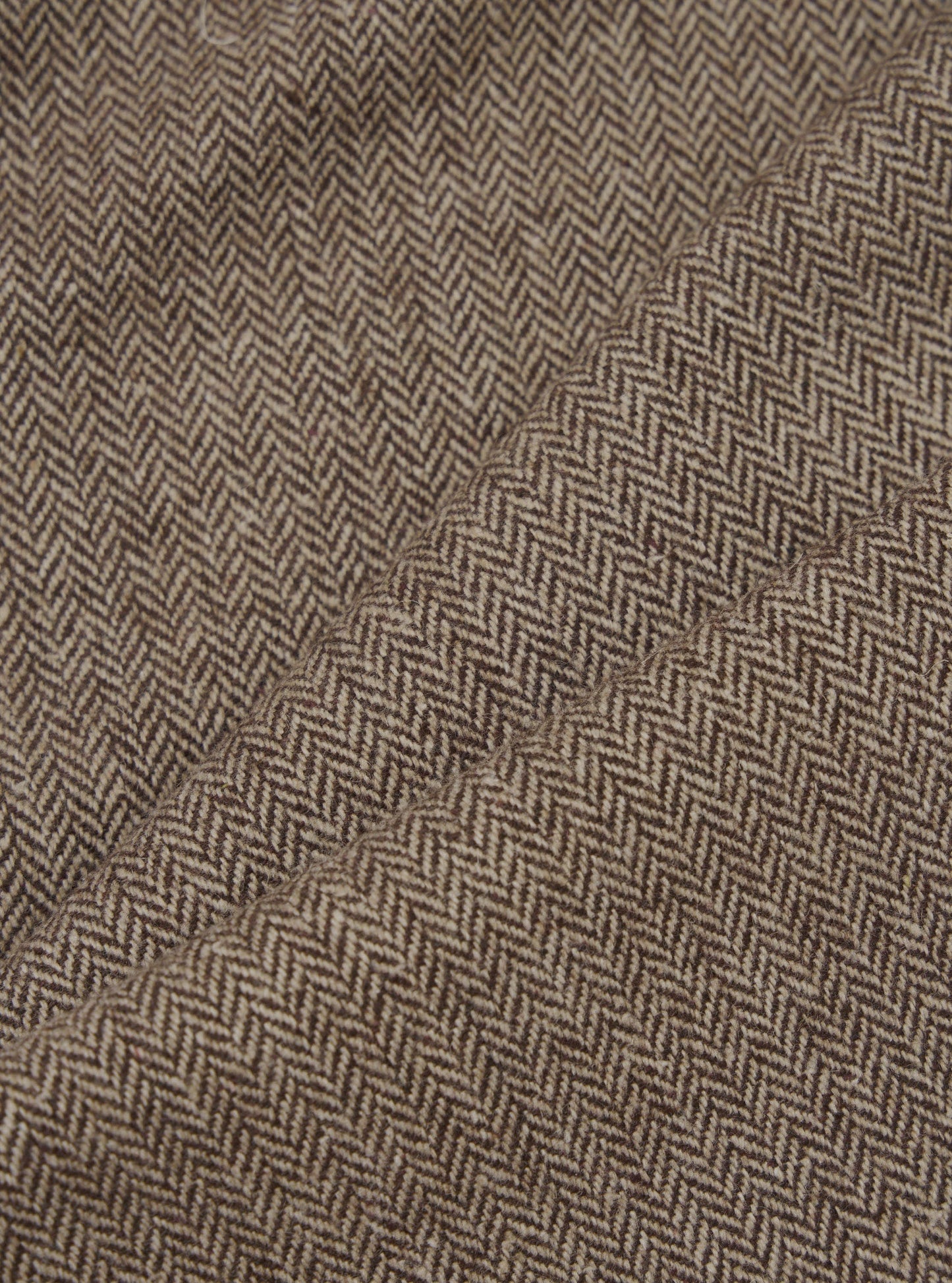 Wool Herringbone Pleated Track Pant - Brown