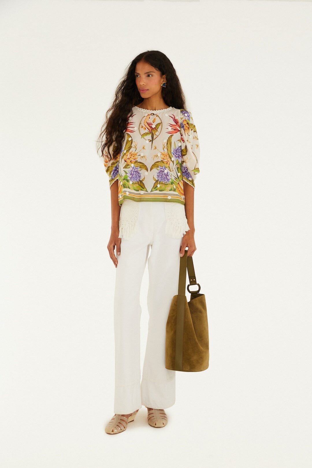 Tropical Scarf Blouse - Sand