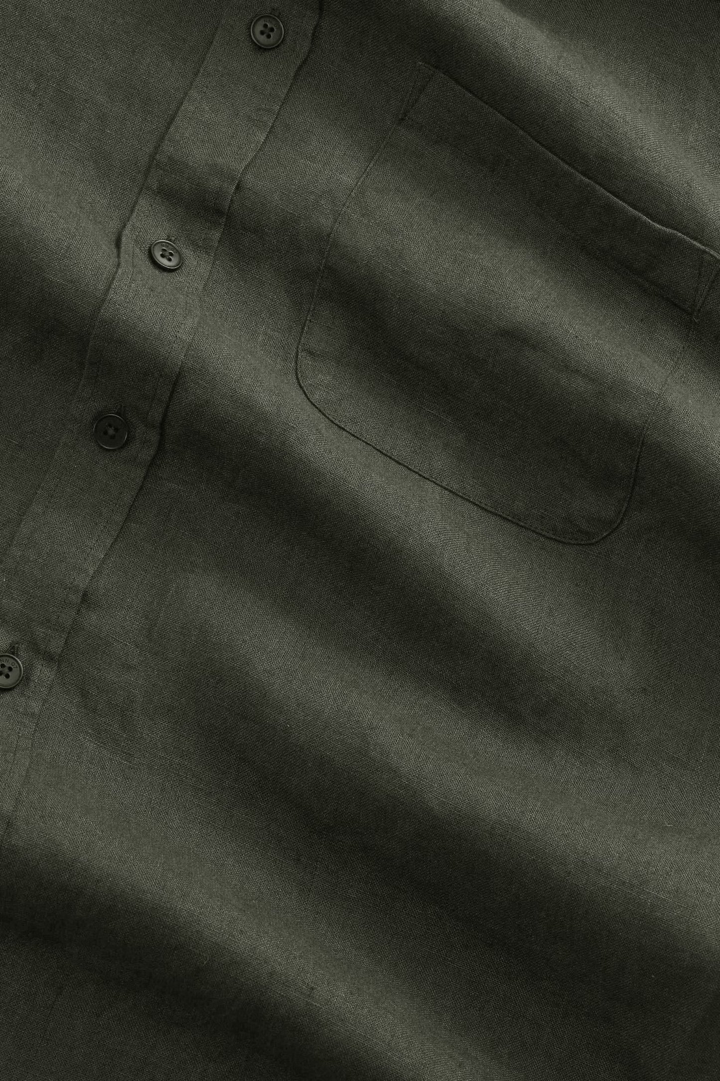 Deon Short Sleeve Linen Shirt - Dark Army
