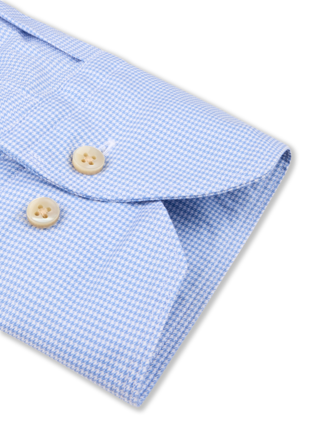 Regular Houndstooth Twill Shirt with Contrast - Light Blue