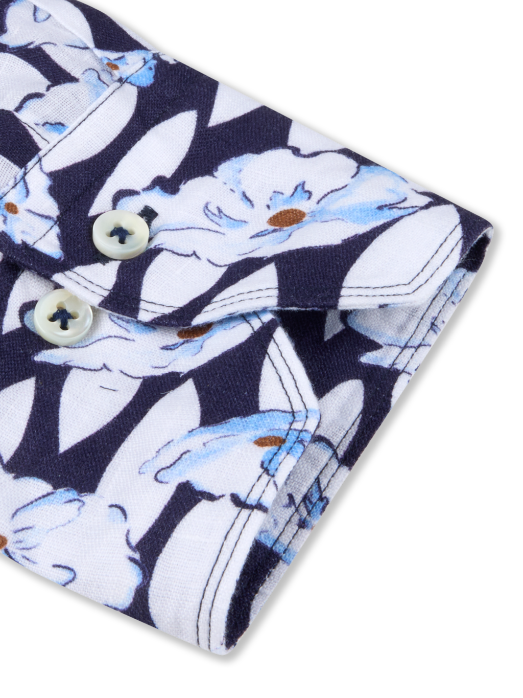 Regular Linen Shirt - Navy Pattern
