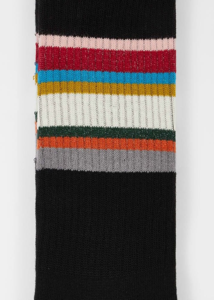 Cotton-Blend 'Signature Stripe' Crew Sport Socks - Black