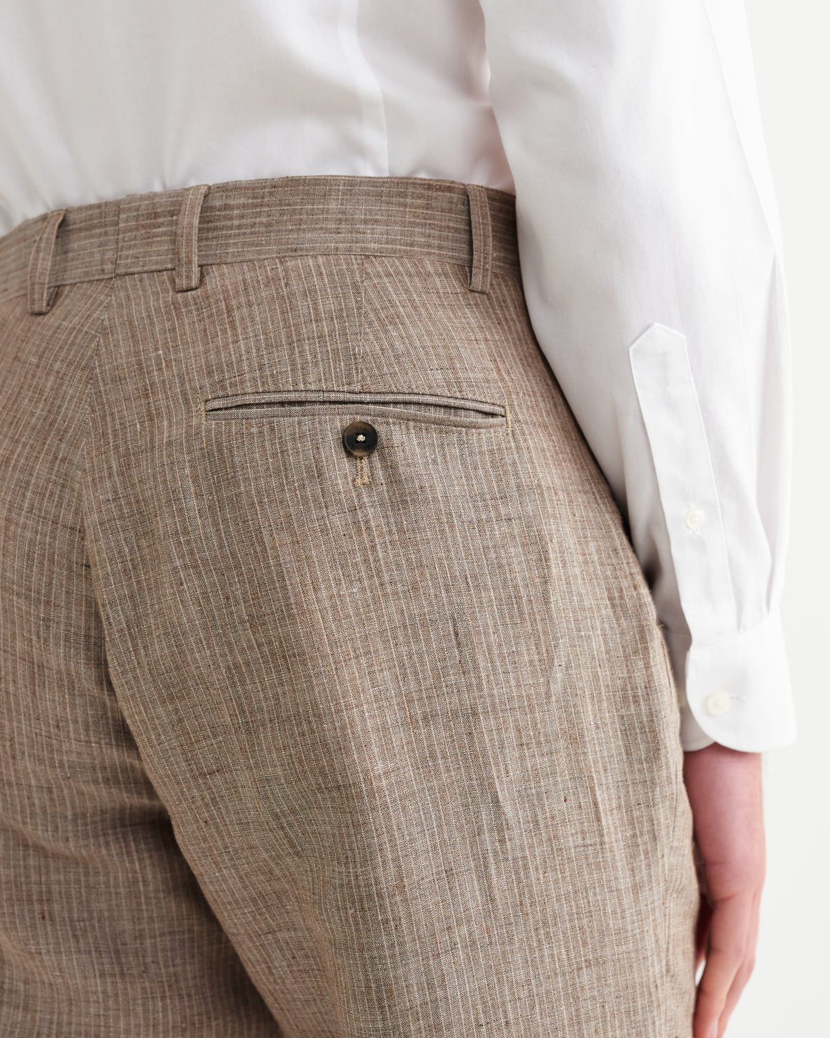 Alp Trouser Linen Stripe - Natural Brown