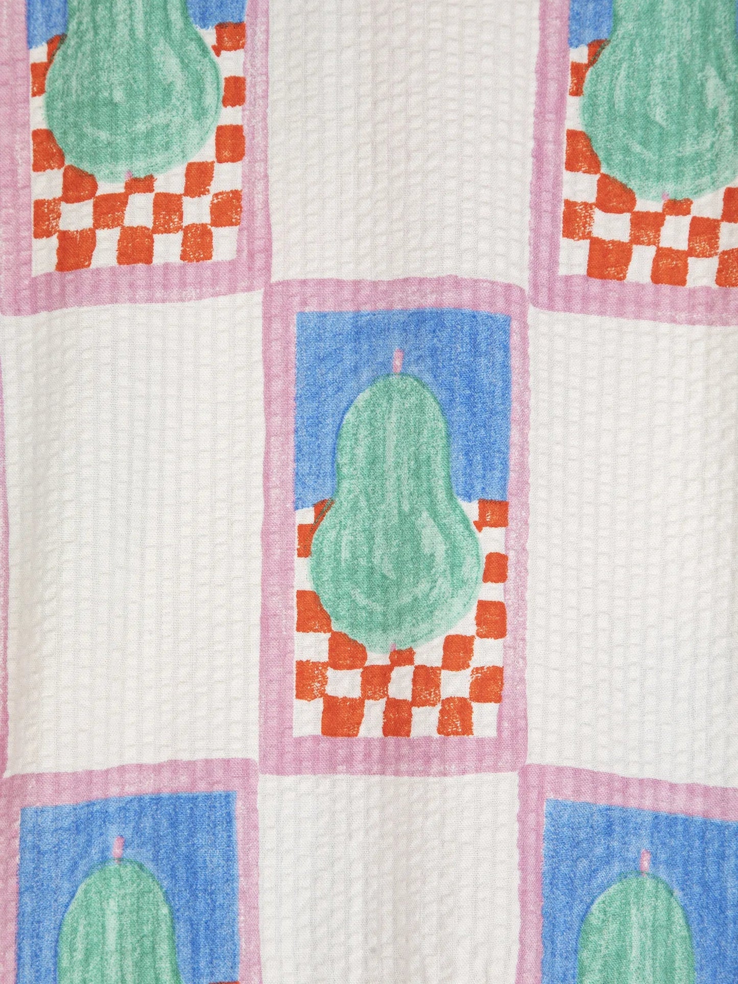 Simple Pear Pattern Puff Sleeve Dress - Multicolour