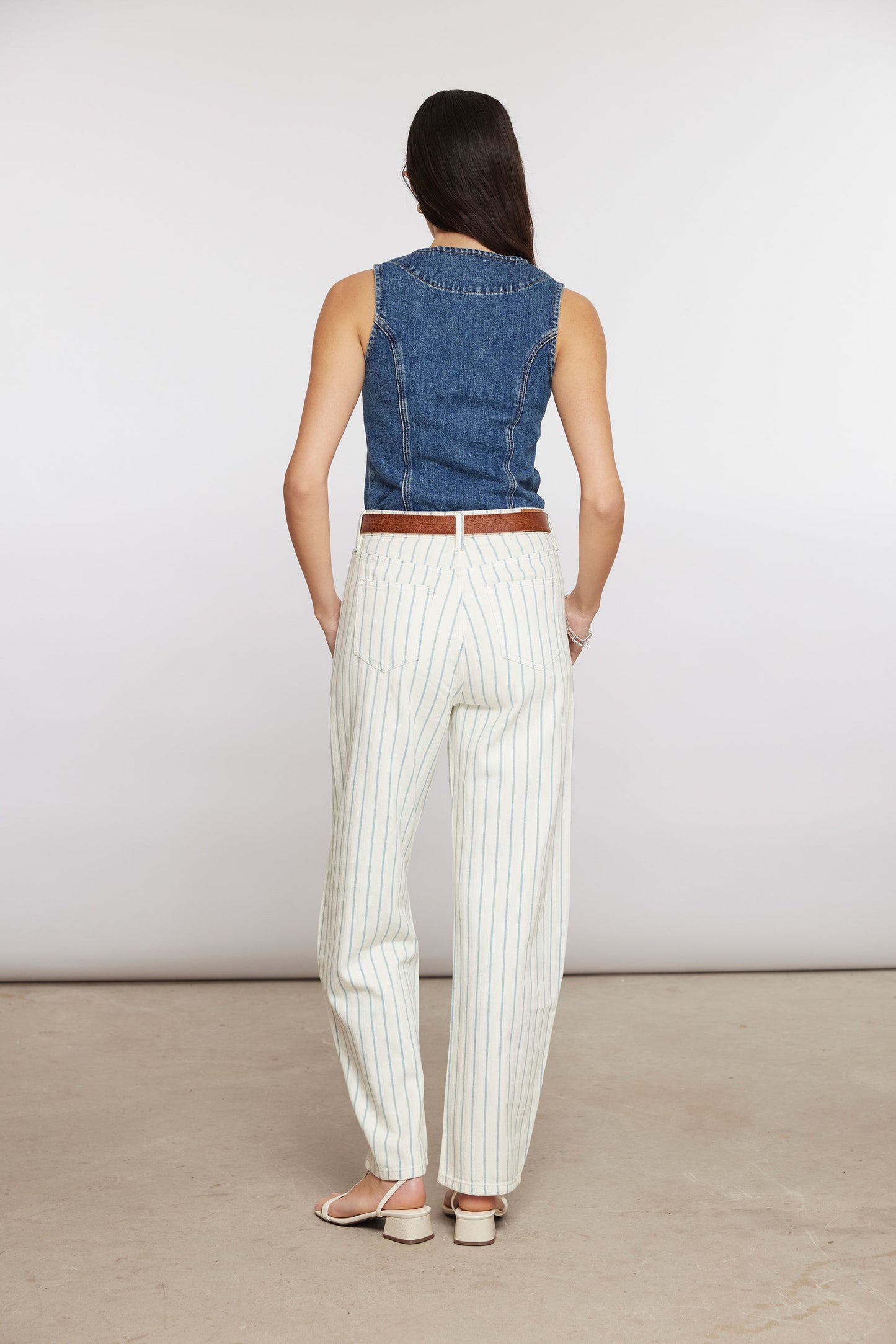 Nina High Waisted Jeans - Faded Stripe