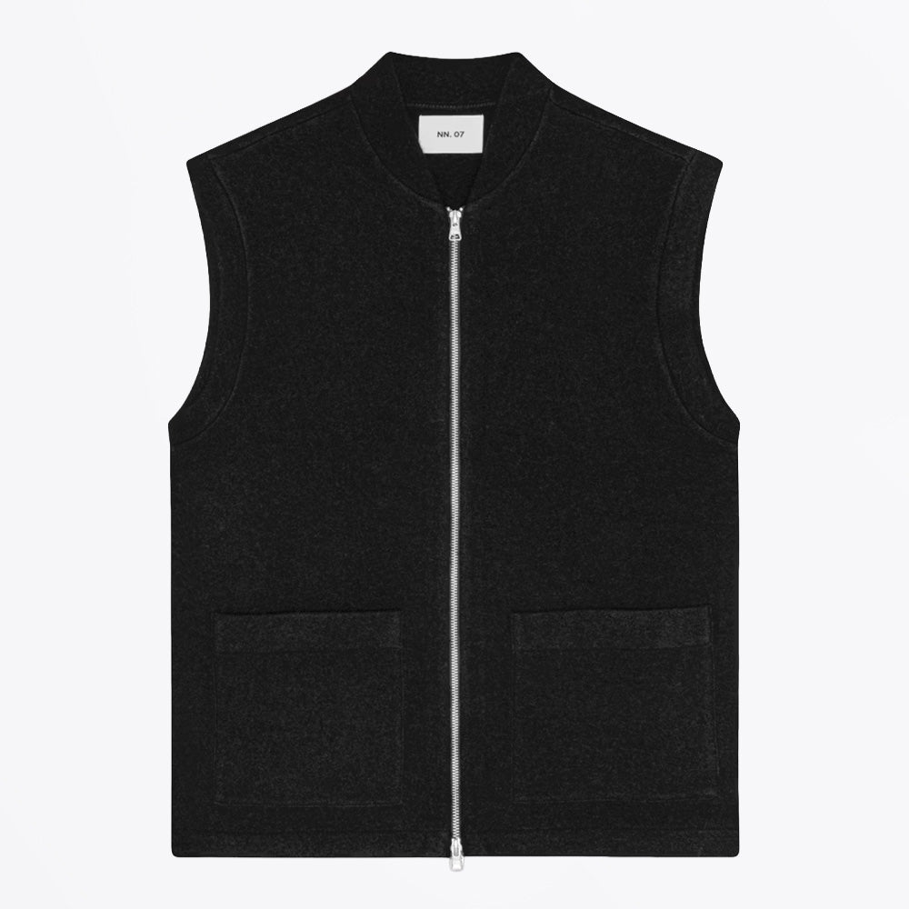 EXTRAFINE MERINO V-NECK VEST - BLACK