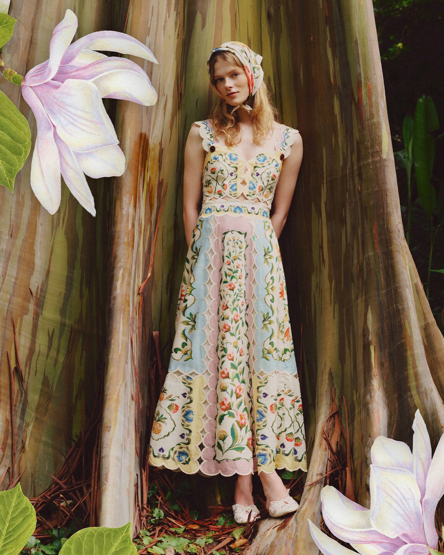 Petal Dress - Cream Spring Petal Flower Print