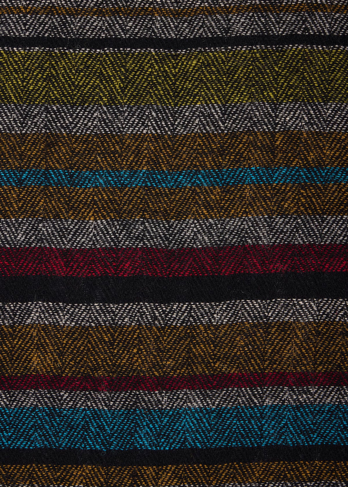 'Signature Stripe' Lambswool Herringbone Scarf - Multicolour