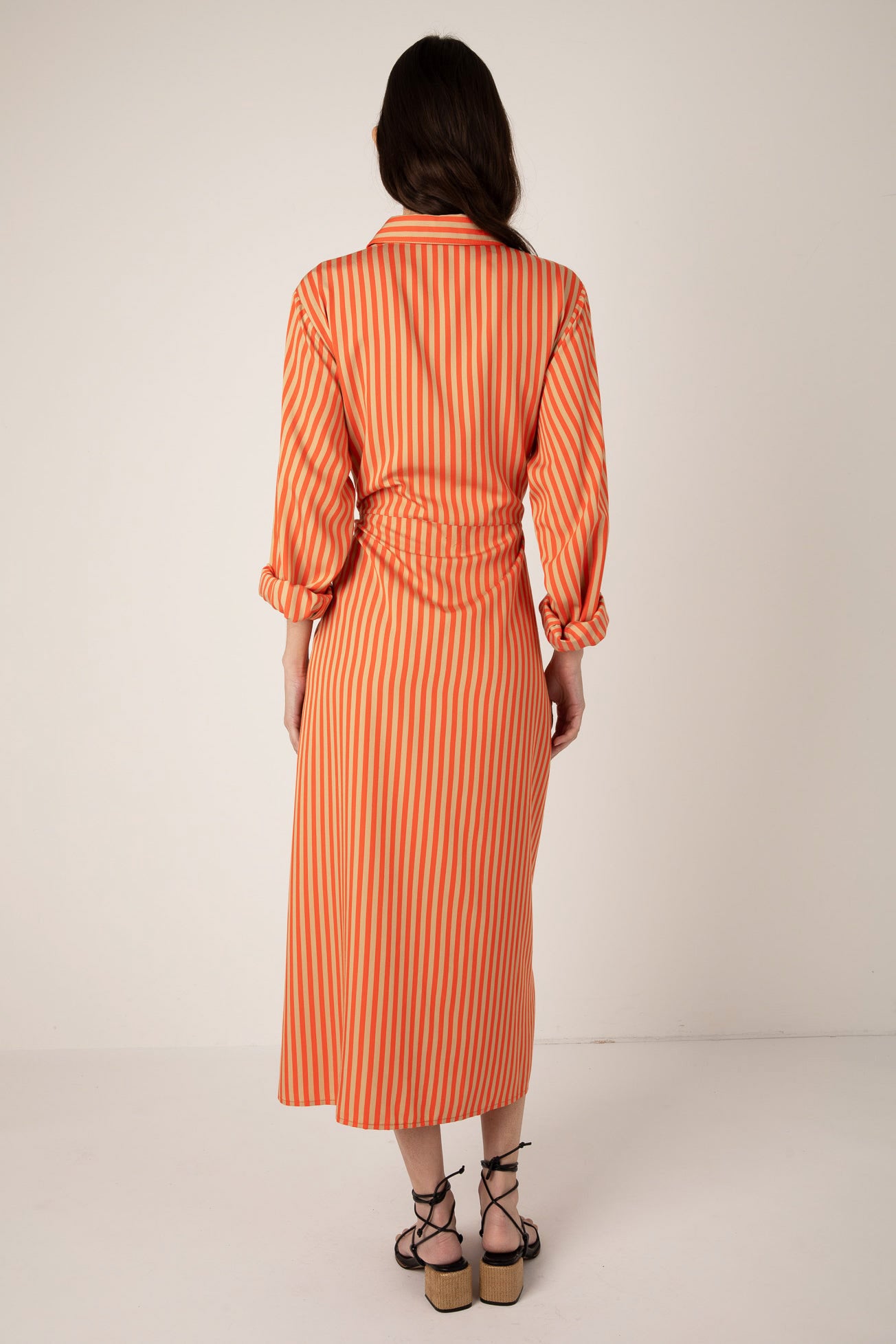 Lina Tie Front Shirt Dress - Orange Sand