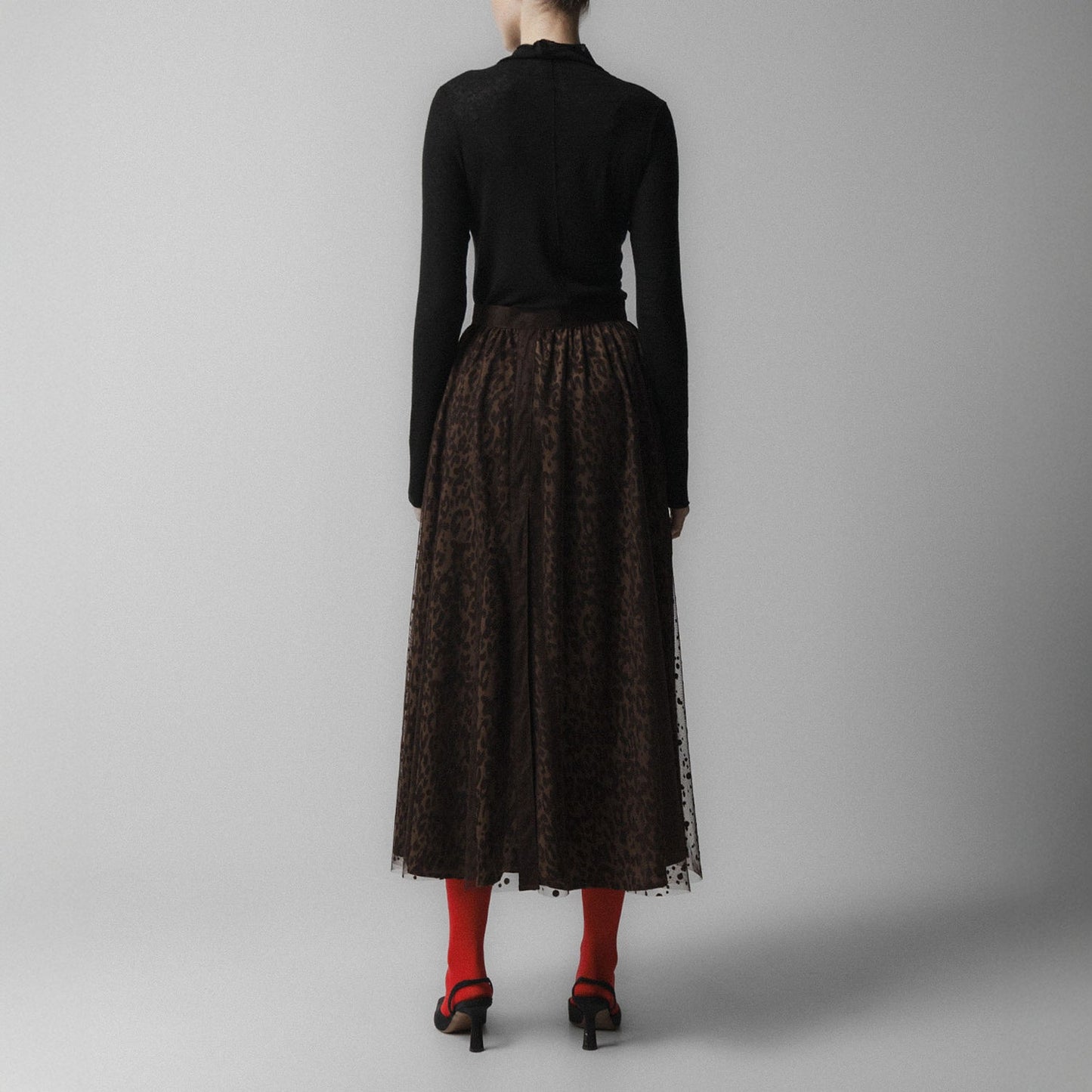 Layered Mesh Skirt - Brown Leopard