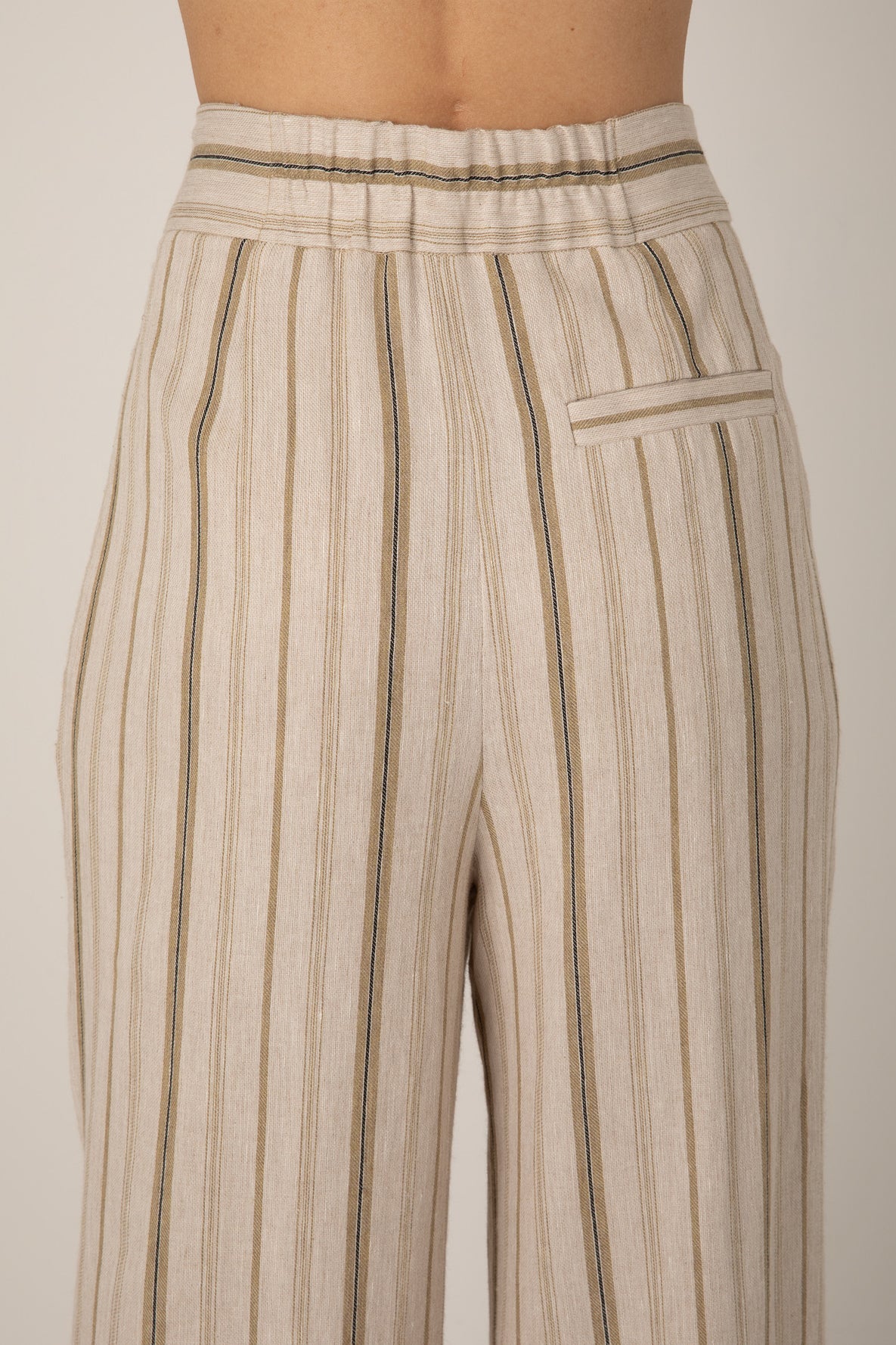 Nellie Stripe Trouser - Biscuit