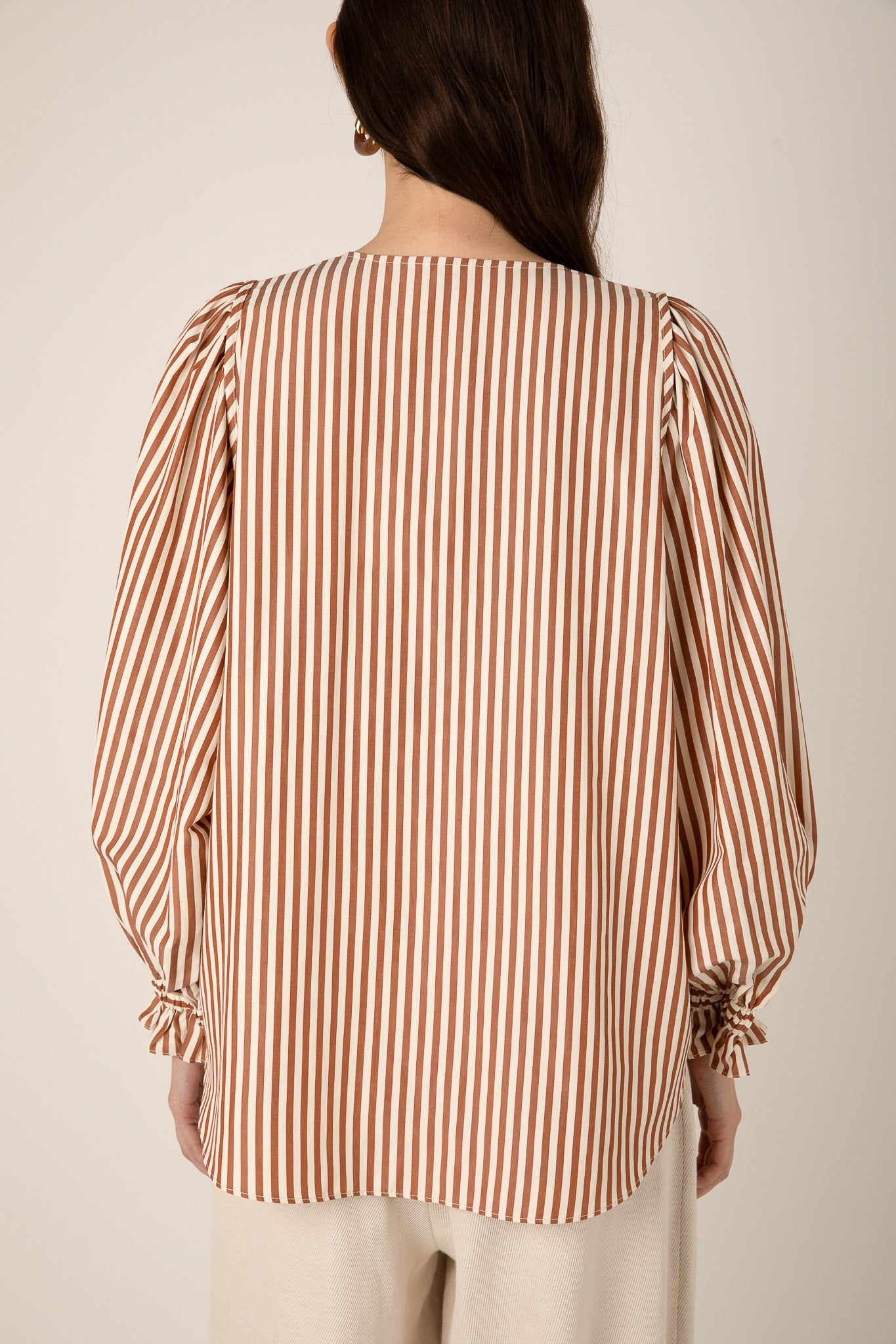Remi Brown Stripe Blouse - Brown/Cream