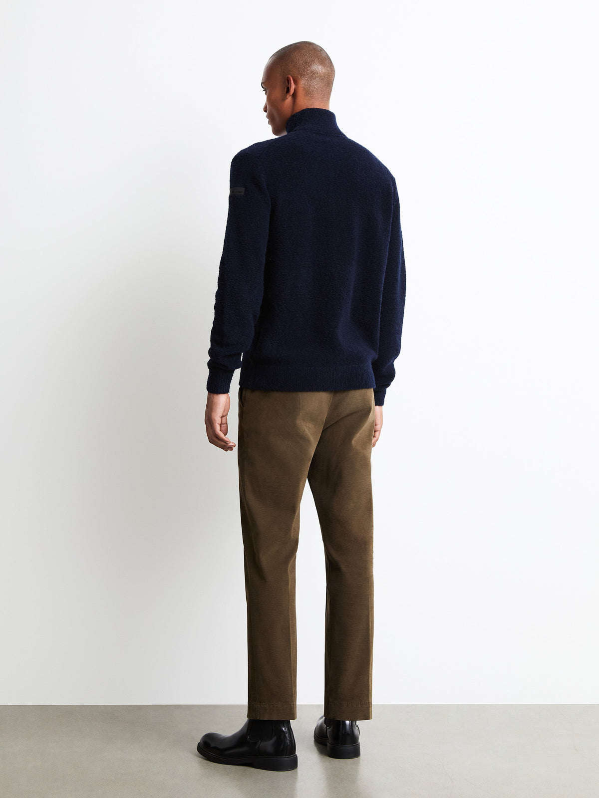 Boucle Full Zip Knit - Blue Black